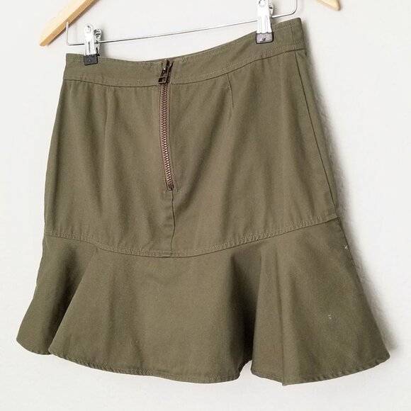 VERONICA BEARD Claremont Canvas Ruffled Mini Skirt Size 4 Army Olive Green $297 - Picture 8 of 16